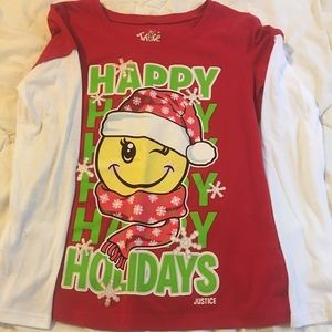 Long sleeve Justice Holiday shirt size 10