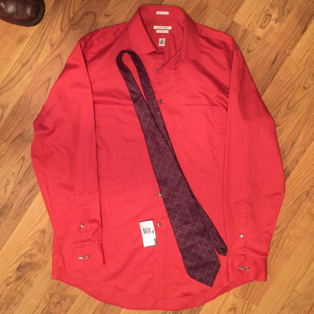 MEN'S BUNDLE:  NWT JASPER ORANGE DRESS SHIRT & TIE