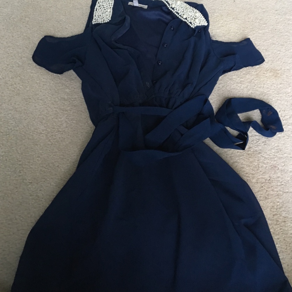 off the shoulders dress (navy blue)