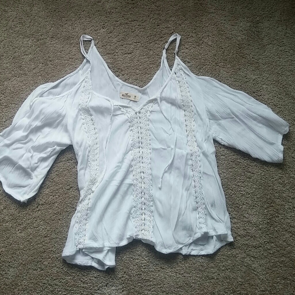 Hollister white Cold-shoulder top