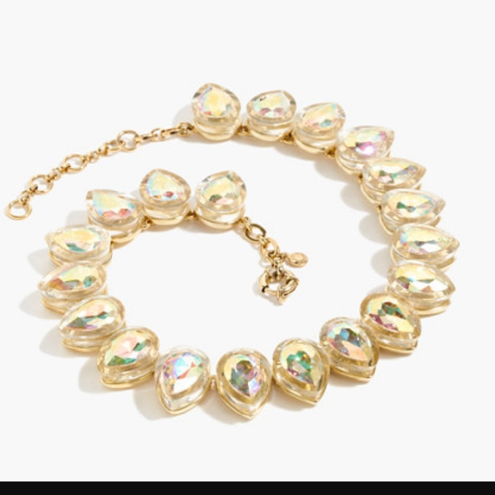 NWT J. Crew cut glass gold tone necklace