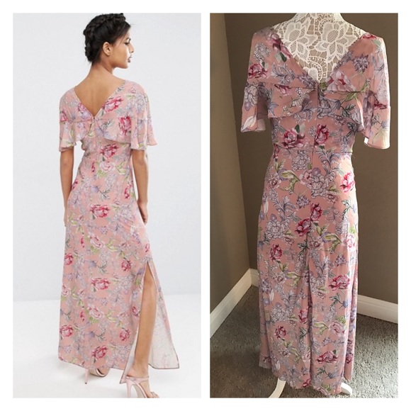 Rose pink ruffled maxi dress - Picture 2 of 4