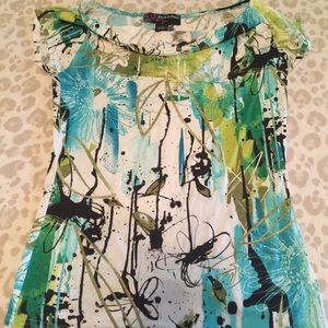 Floral top, stein mart, abstract, pattern, print