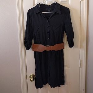 Casual black button down dress