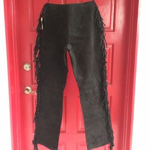 Black leather suede, fully lined pants