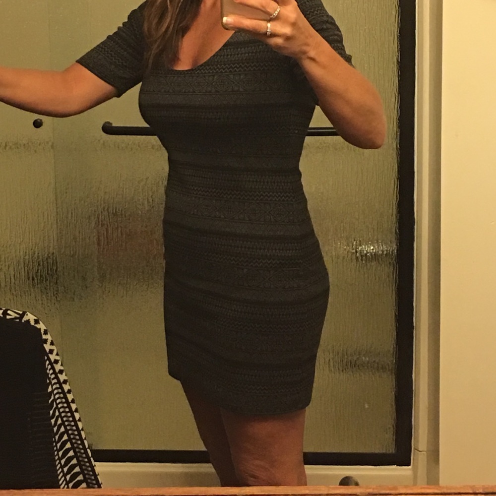 Black grey mini dress
