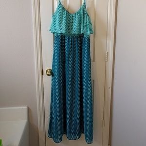 Aqua and teal maxi dress