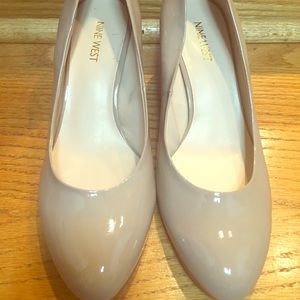 Nude patent leather wedges 8.5