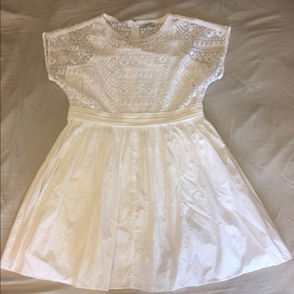 Madewell white dress w/ geo lace design.
