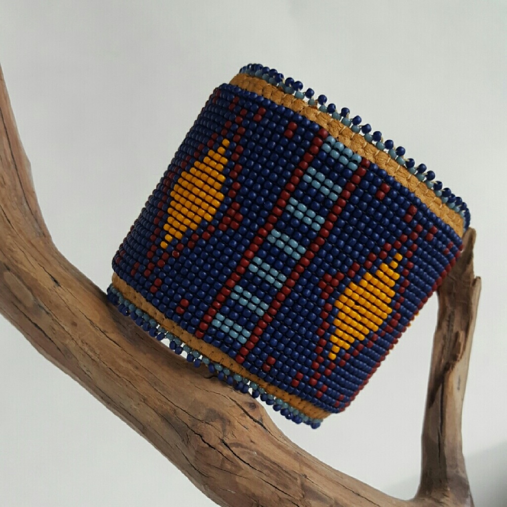 Handmade beaded arm cuff bracelet