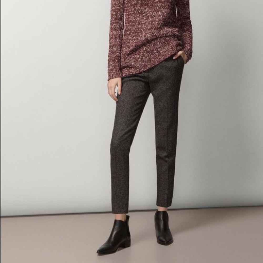 Massimo dutti grey herringbone trousers