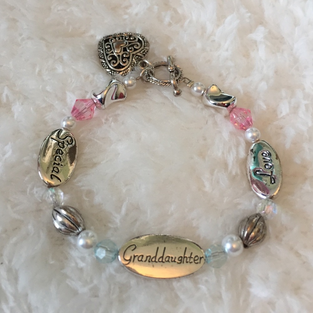Granddaughter bracelet silver & pink
