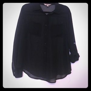 Sheer button down top