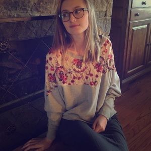 Cozy lace insert sweatshirt