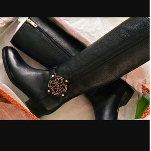 Tory Burch Amanda Riding Boot, Black, Size 10.5