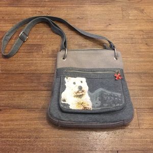 Grey. Westie dog print bag