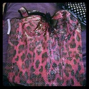Daisy corset...red and black leopard print sequin