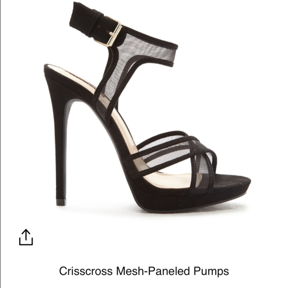 BNIB crisscross mesh paneled Pumps/Heals black 6.5