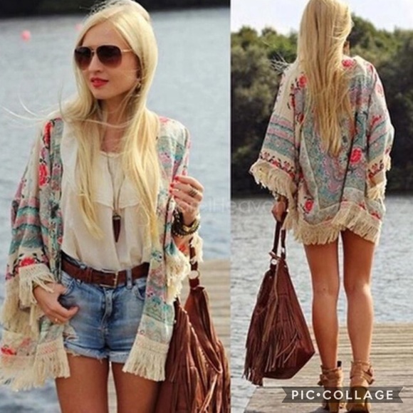 💠BOGO50% OFF!💠NWT FLORAL KIMONO SWIM COVER UP - Picture 3 of 6