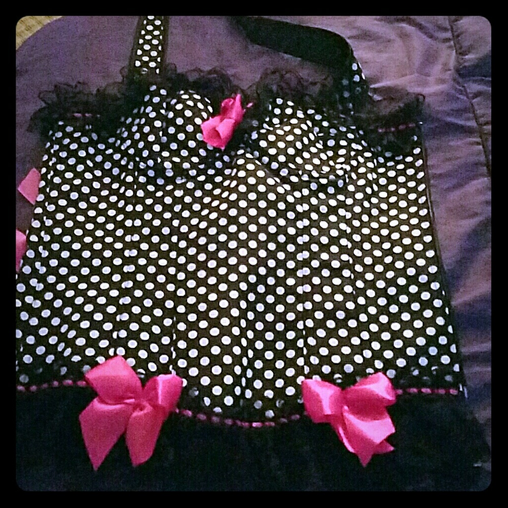Black and white polka dot corset
