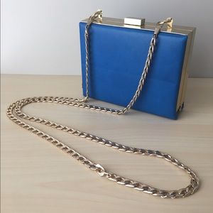 🦋Small Cobalt Blue and Brushed Gold Clutch