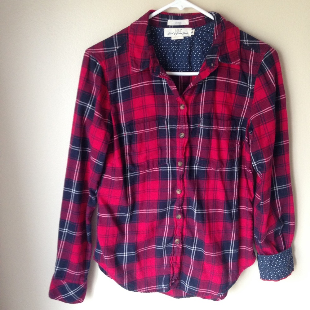 Red Plaid Button Up Long Sleeve