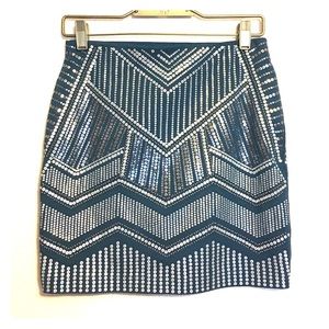 Express skirt, teal with beads and sequins