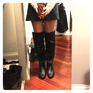 Faux leather over the knee boot