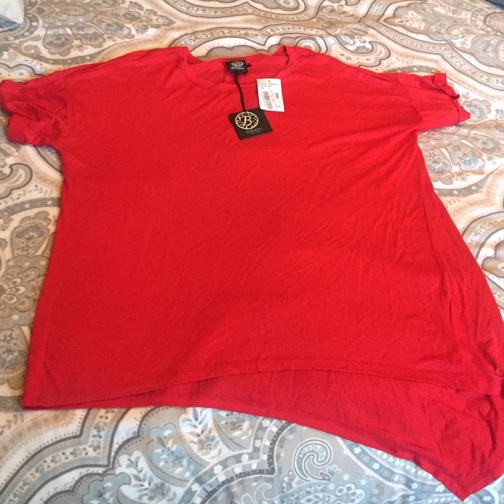 Red Asymmetrical Bobeau top