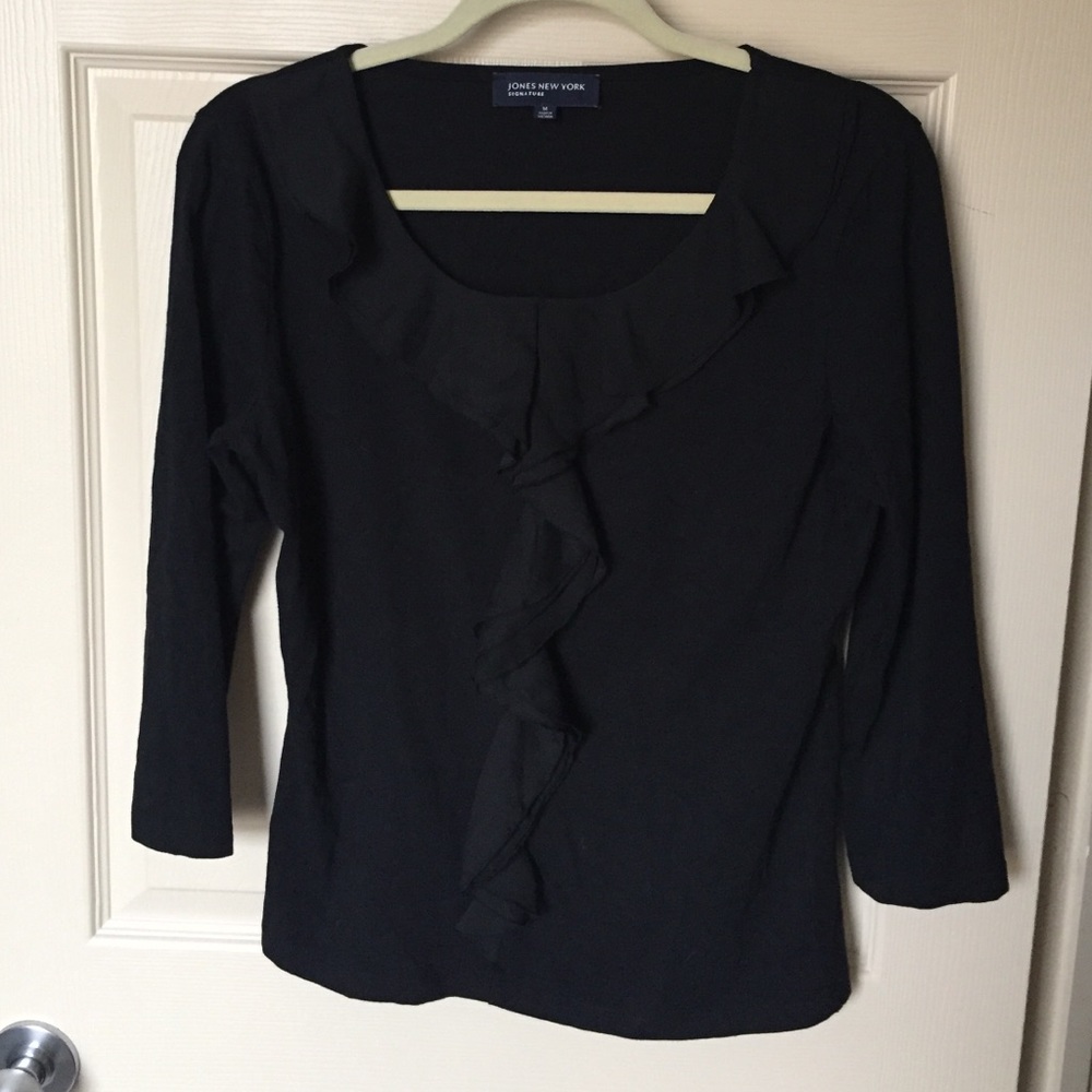 Jones New York Black 3/4 sleeve Dressy Top
