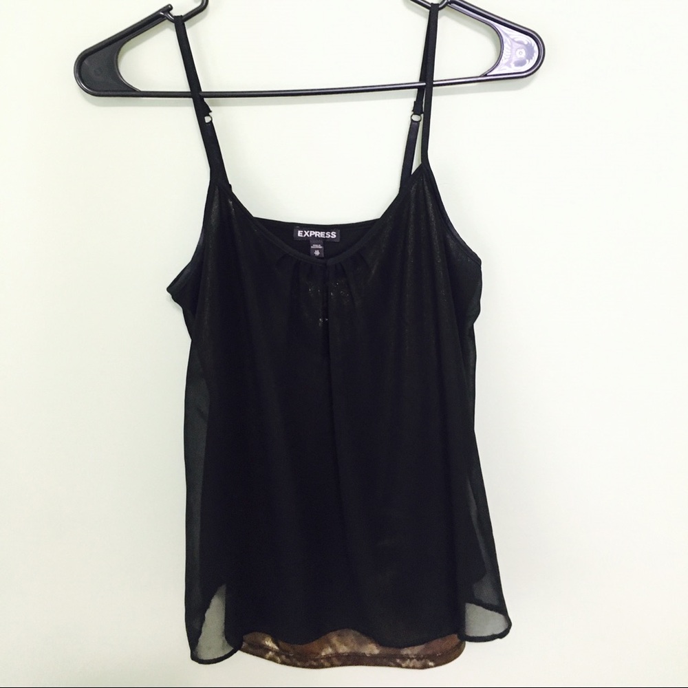 Sheer express tank top with gold under layer