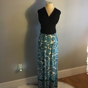 Black and Patterned Maxi Dress