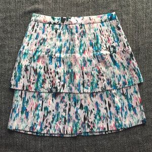 J.Crew 2-tier pleated skirt watercolor floral, s0