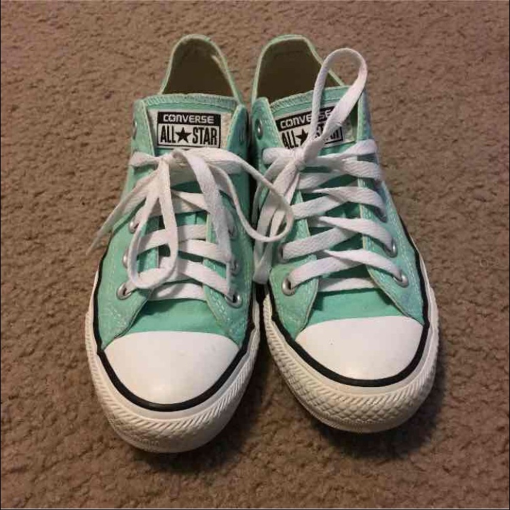 Blue/mint colored converse