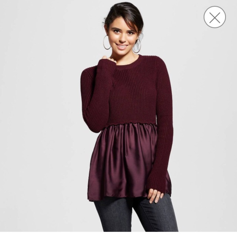 Xhilaration Women's Satin Sweater - Plum