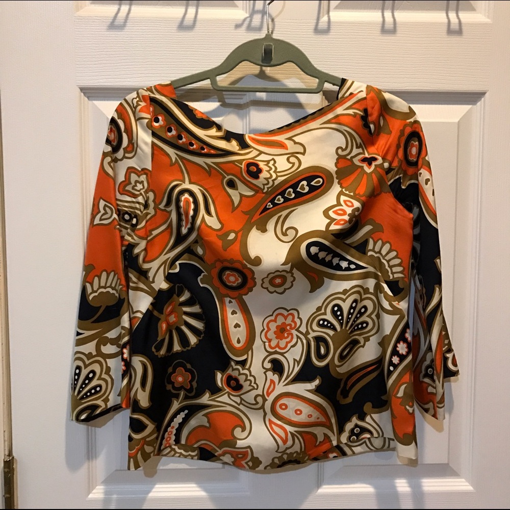 J.crew Byzantine paisley print silk top blouse 0
