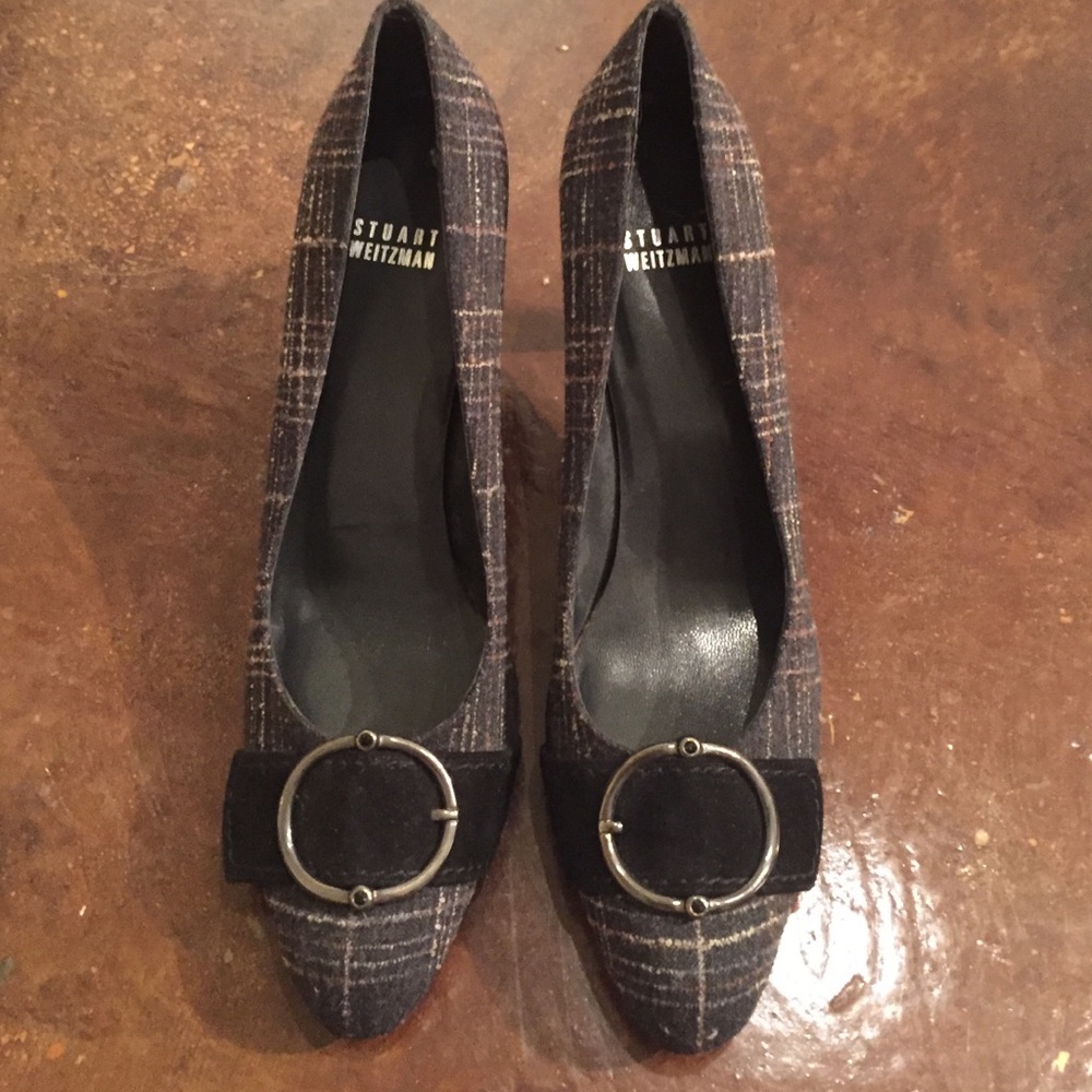 Tweed blue Stuart Weitzman pumps