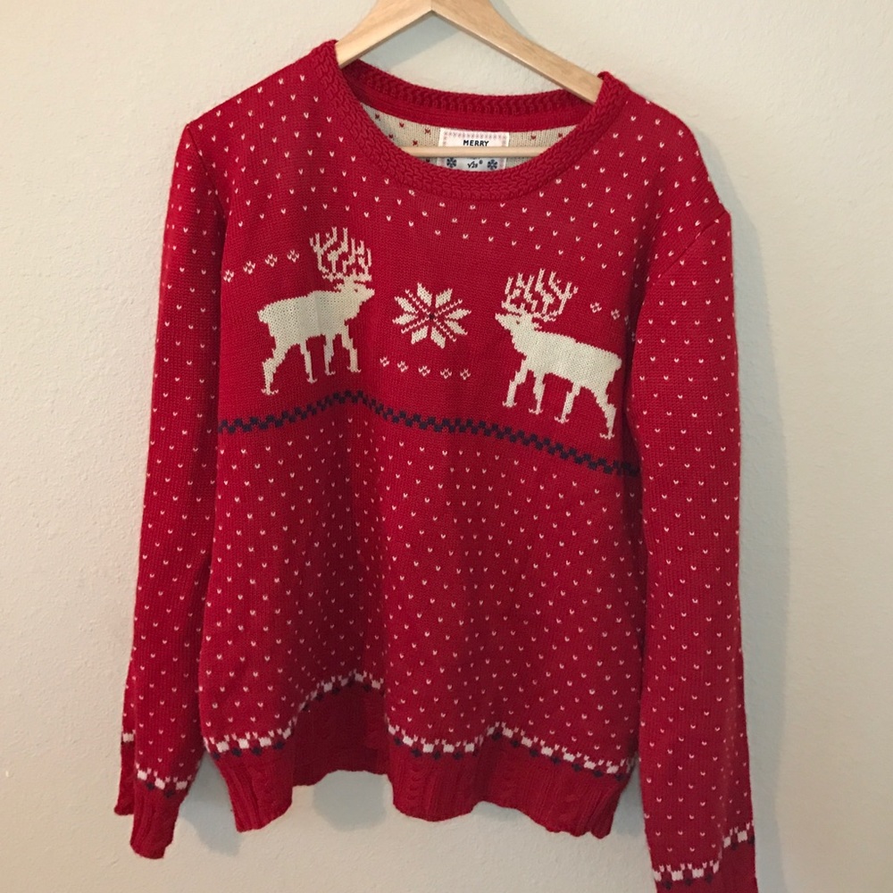 Two holiday sweaters. Fit me and I'm a 14/16