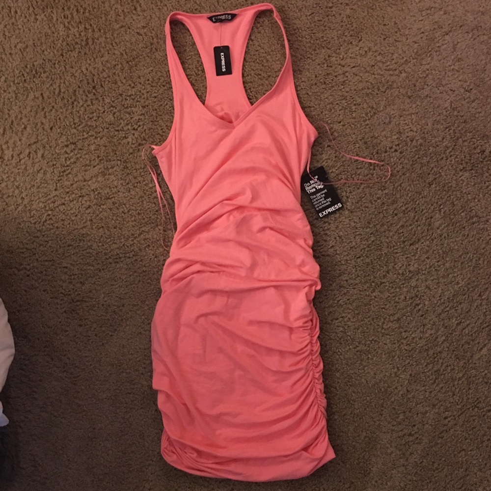 Racerback Ruched Coral Sleeveless Express NWT