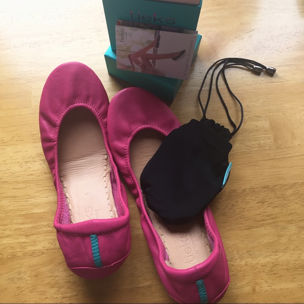 TIEKS BALLET FLATS; FUCHSIA; SIZE 8 ; WORN TWICE