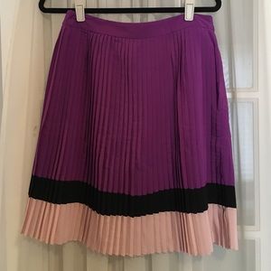 Purple colorblock pleated skirt