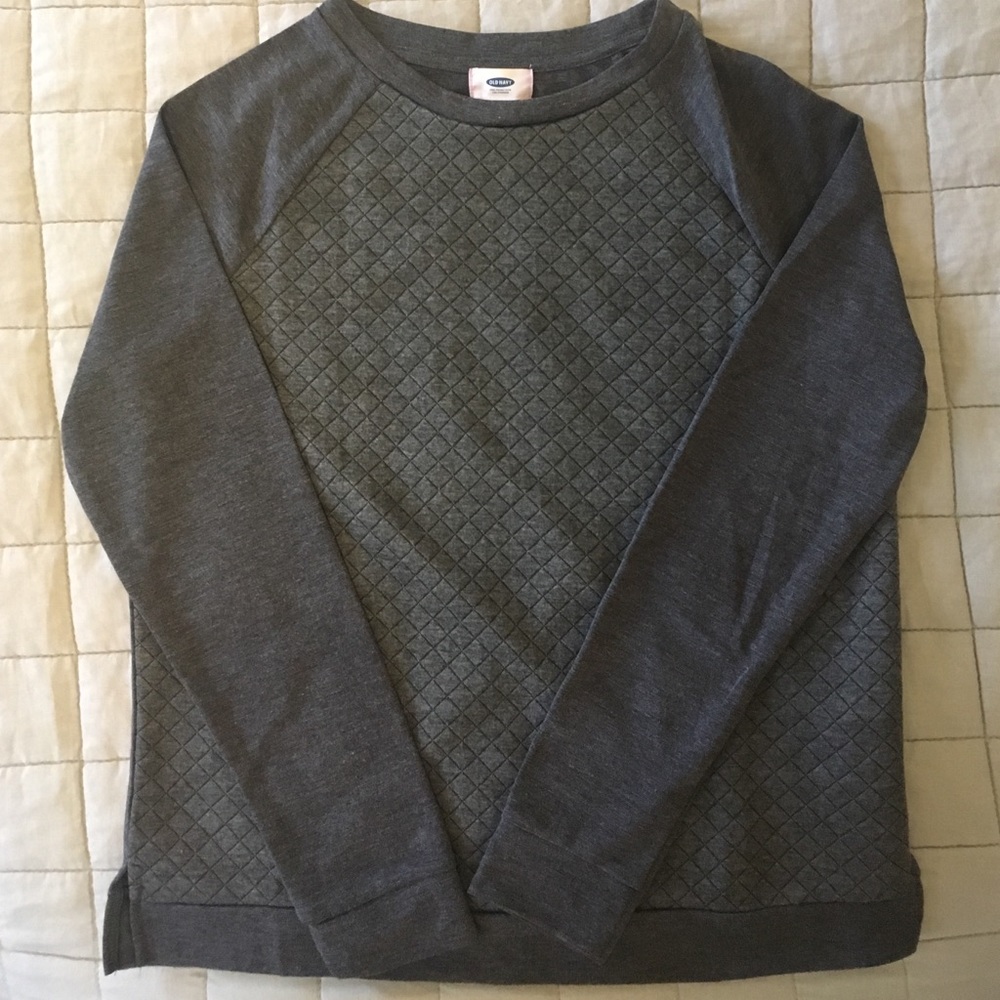Old Navy Quilted Charcoal Sweatshirt - Small Tall