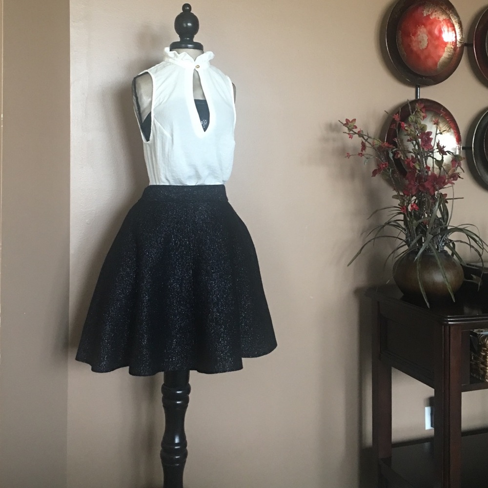 Black Metallic Skirt