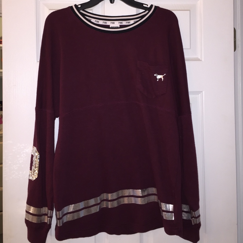 PINK Sequined Long Sleeve Shirt