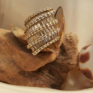 14 karat gold over sterling silver baguette CZ rin