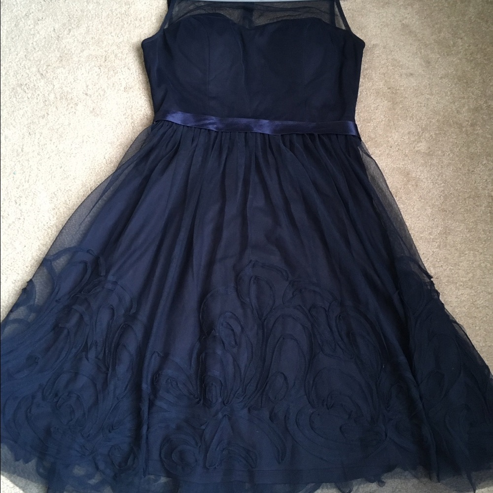 David's Bridal illusion neckline bridesmaid dress