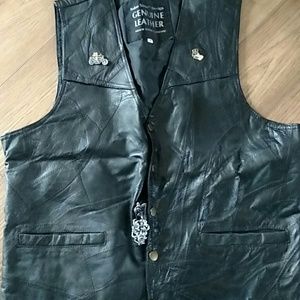 Ladies black leather vest.