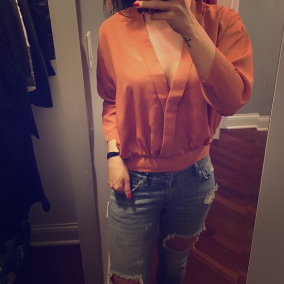 Forever 21 Tops - Orange deep v blouse