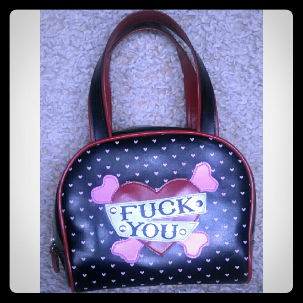 Addicted "Fuck You" with Love Bowling Bag Purse