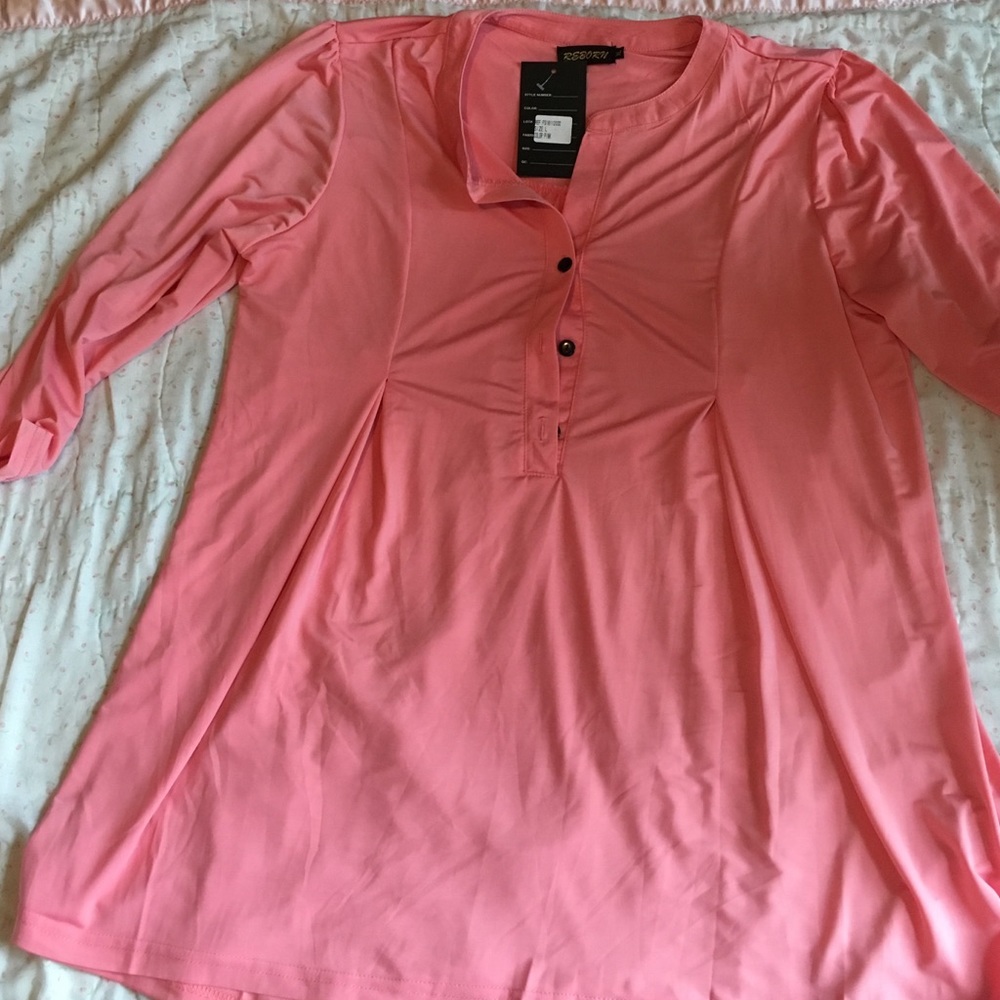 Pink button up top